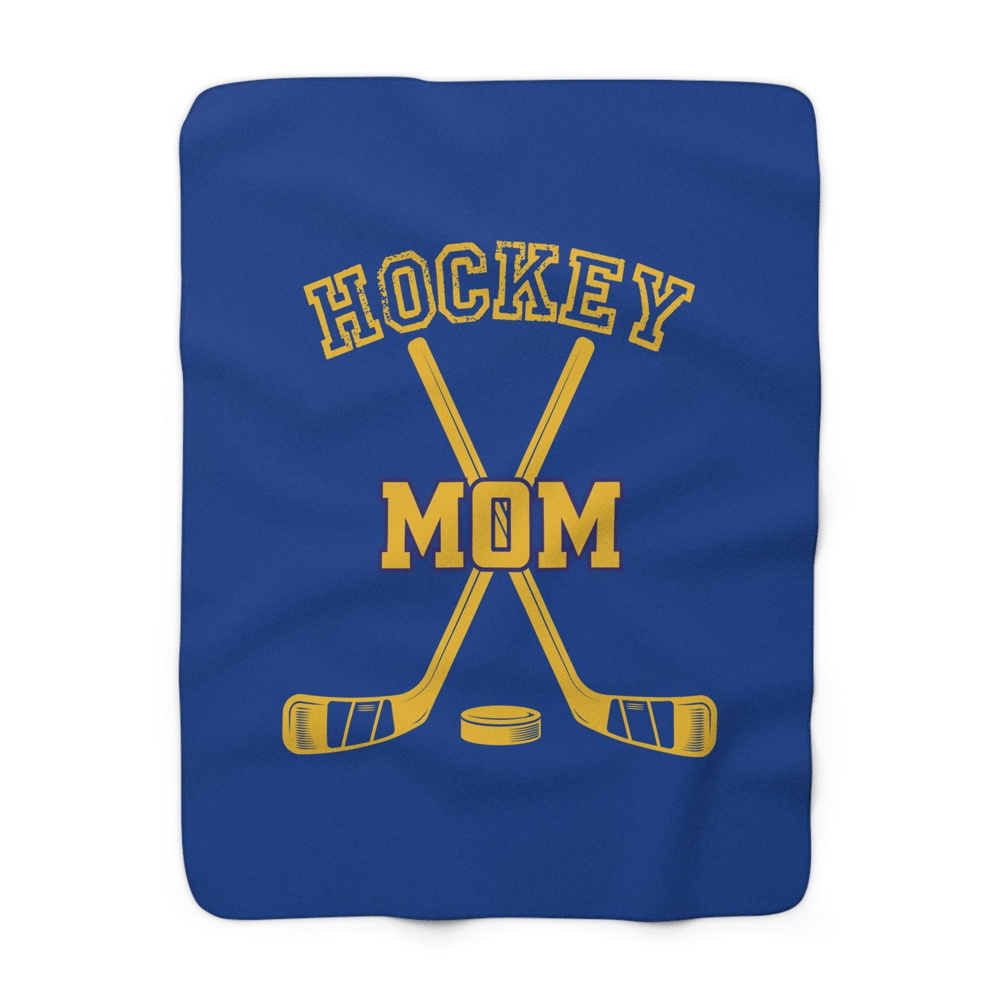 Hockey Mom Sherpa Fleece Blanket Yellow and Blue