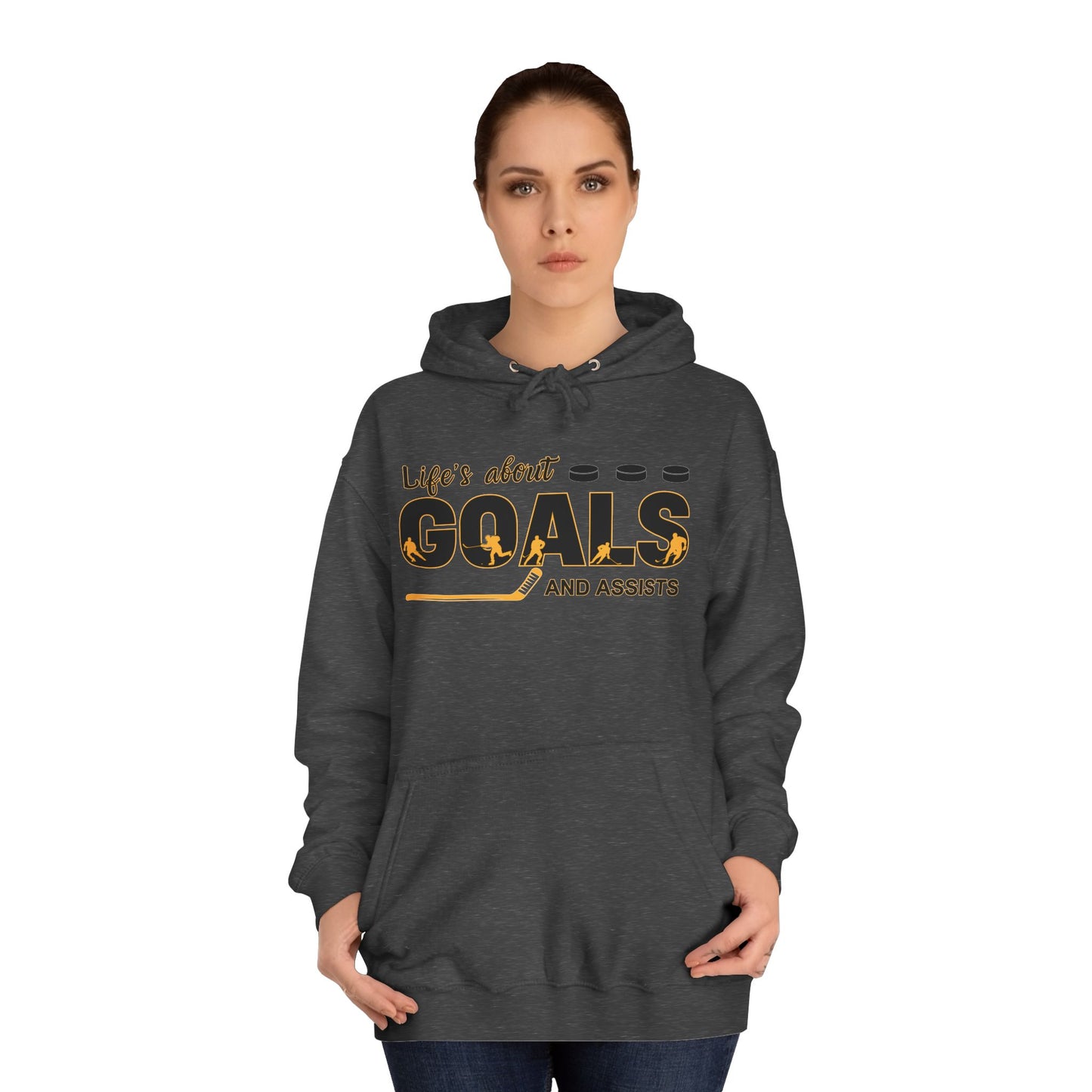 Goals and Assists Unisex College Hoodie Yellow