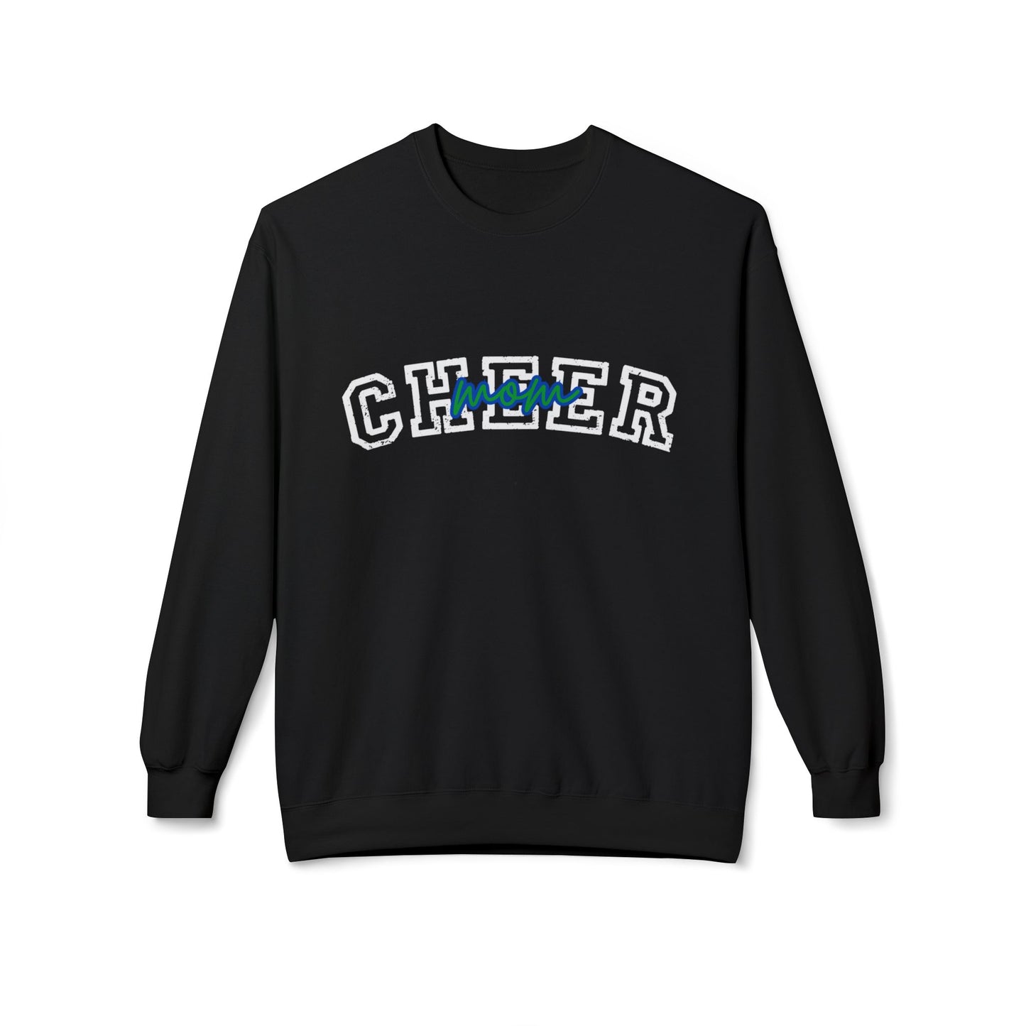 Cheer Mom blue and green Unisex Midweight Softstyle Fleece Crewneck Sweatshirt