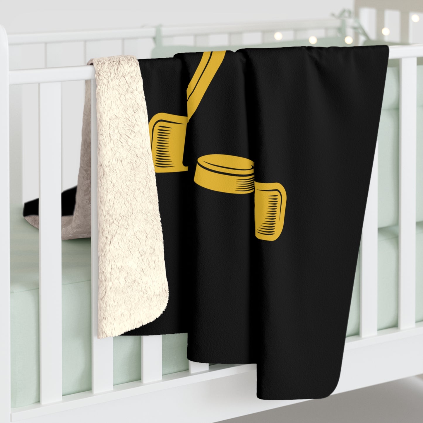 Hockey Mom Sherpa Fleece Blanket Yellow