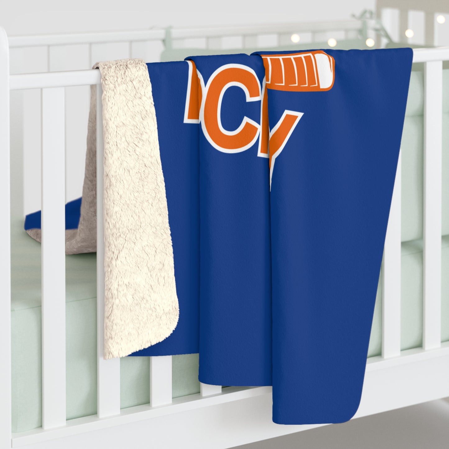 BLUE AND ORANGE Sherpa Fleece Blanket