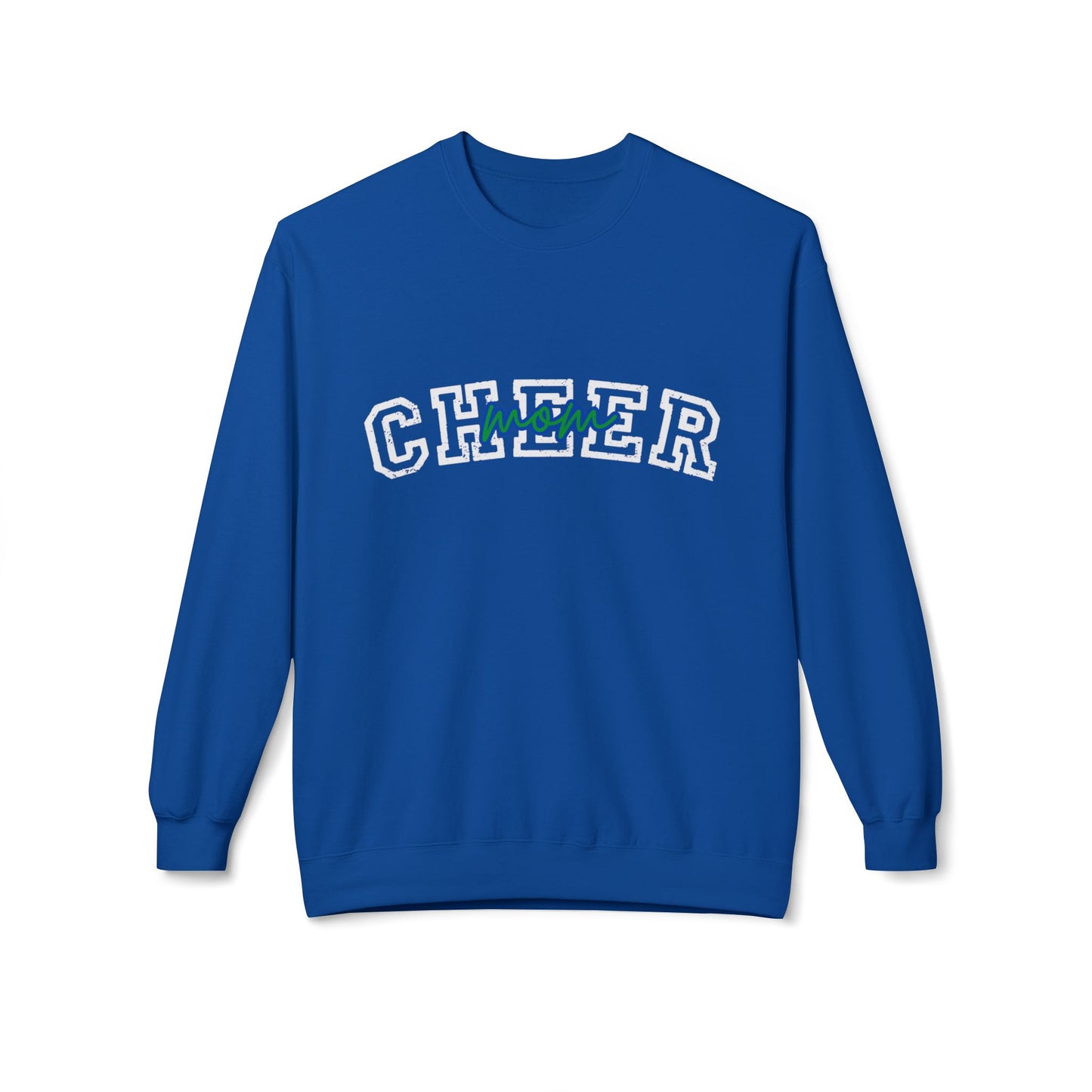 Cheer Mom blue and green Unisex Midweight Softstyle Fleece Crewneck Sweatshirt