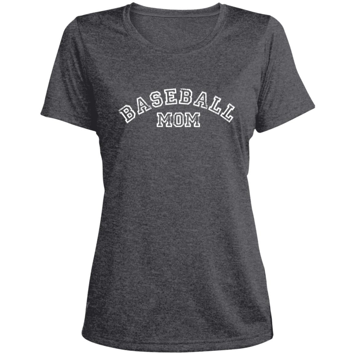 Baseball Mom curved LST360 Ladies' Heather Scoop Neck Performance Tee