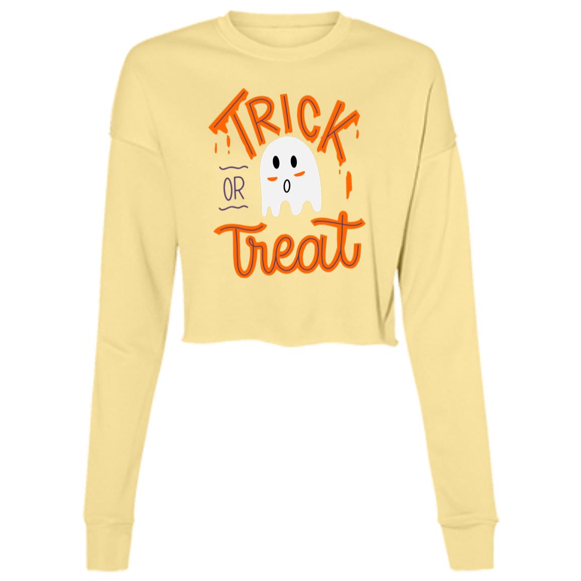 Trick or Treat Ghost B7503 Ladies' Cropped Fleece Crew