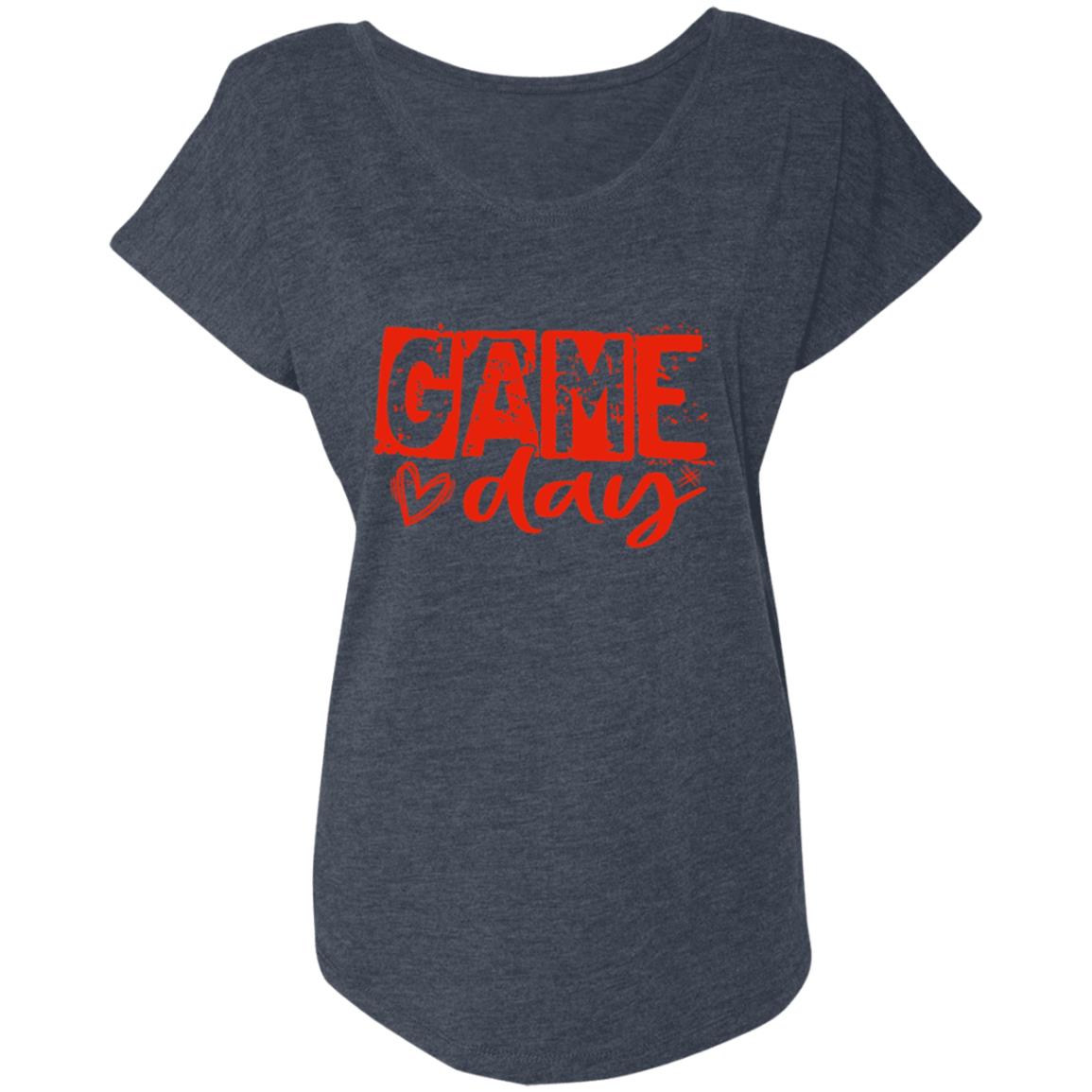 Game Day Grunge Red NL6760 Ladies' Triblend Dolman Sleeve