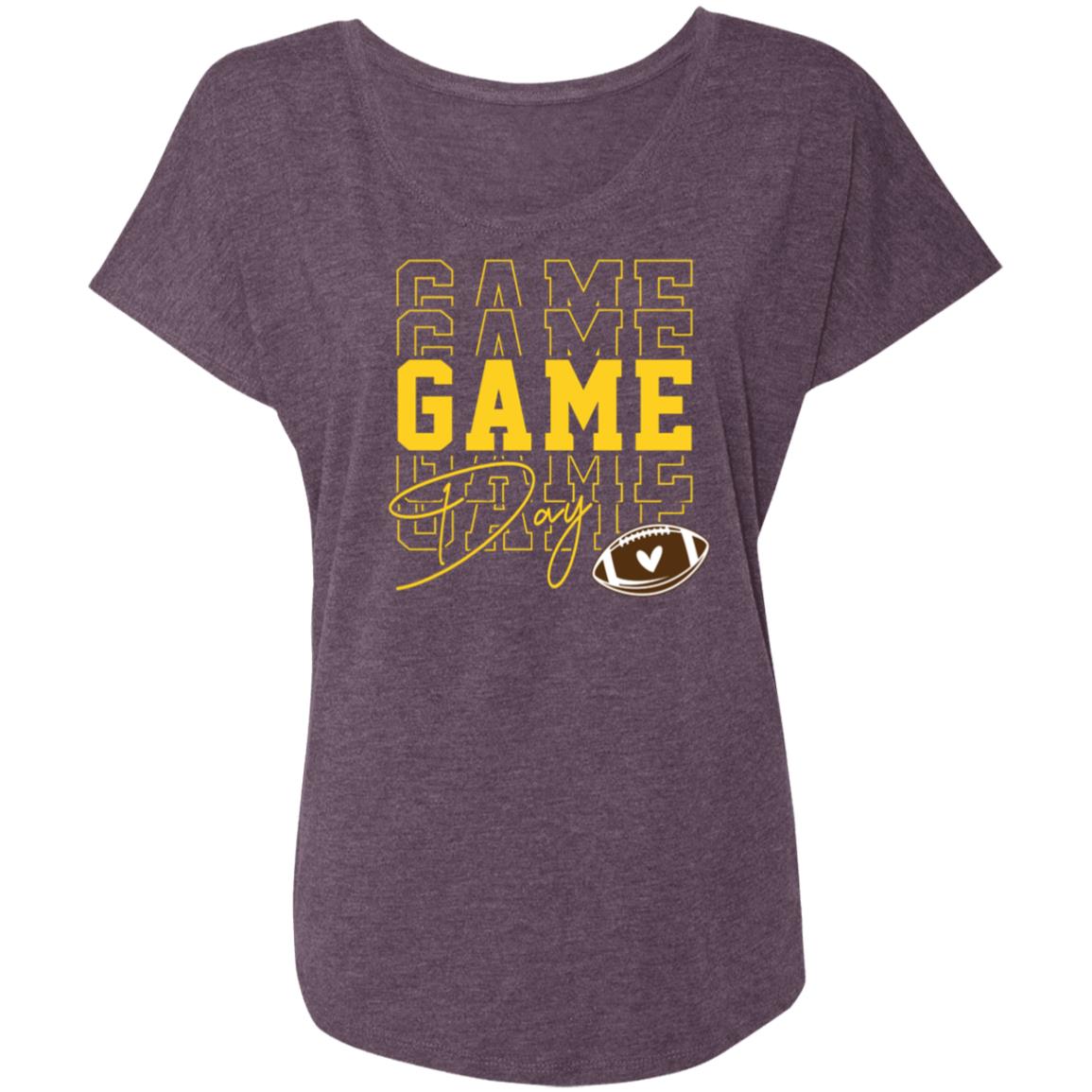 Game Day Yellow NL6760 Ladies' Triblend Dolman Sleeve
