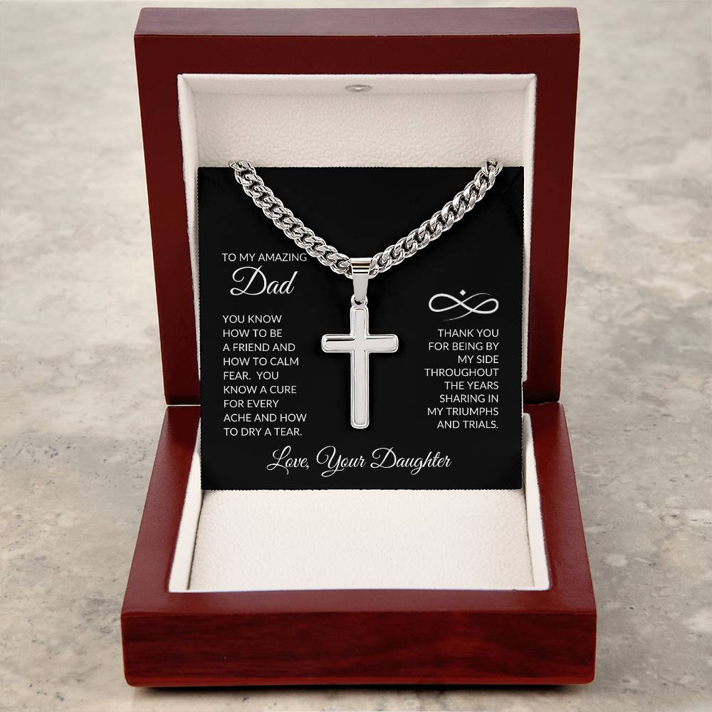 To My Amazing Dad Artisan Cross Necklace