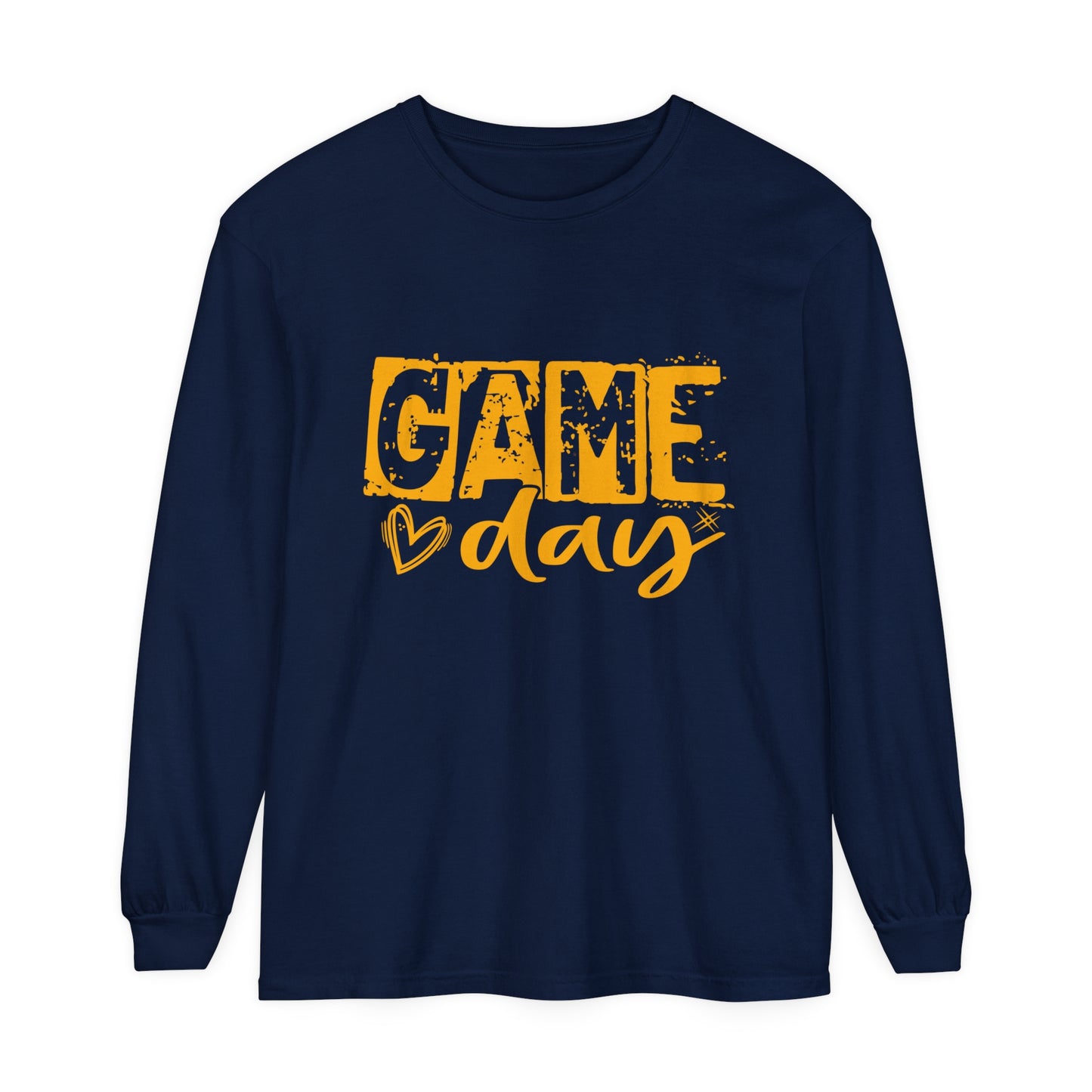 Game Day Grunge Yellow Unisex Garment-dyed Long Sleeve T-Shirt