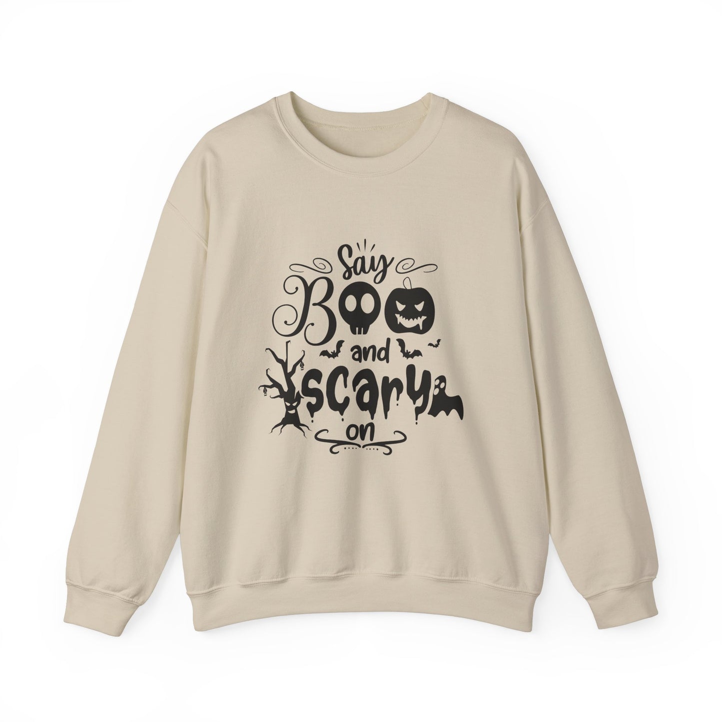 Say Boo and Scare On Unisex Heavy Blend™ Crewneck Sweatshirt