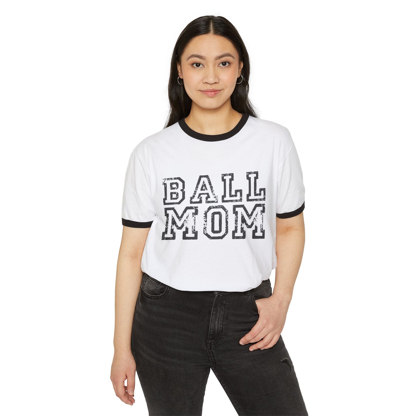 Ball Mom Unisex Cotton Ringer T-Shirt