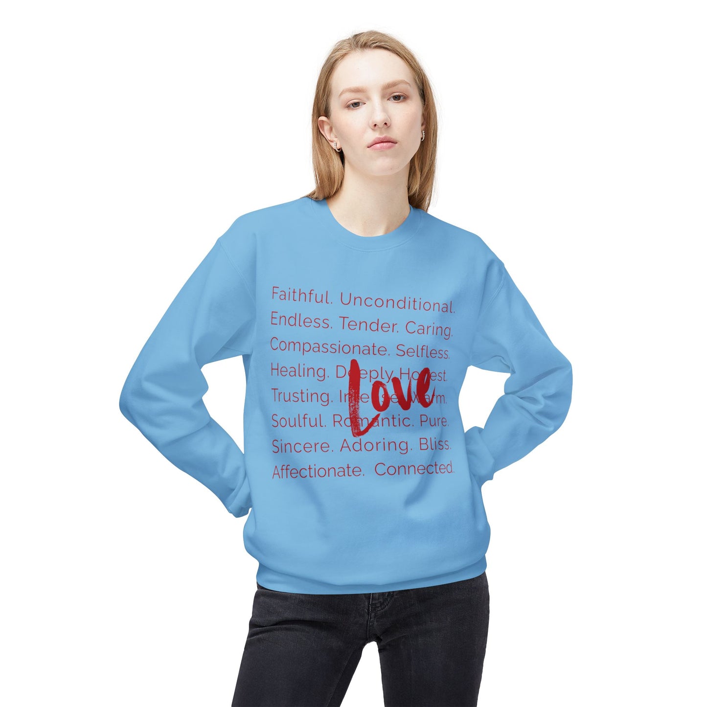Love Words Unisex Midweight Softstyle Fleece Crewneck Sweatshirt