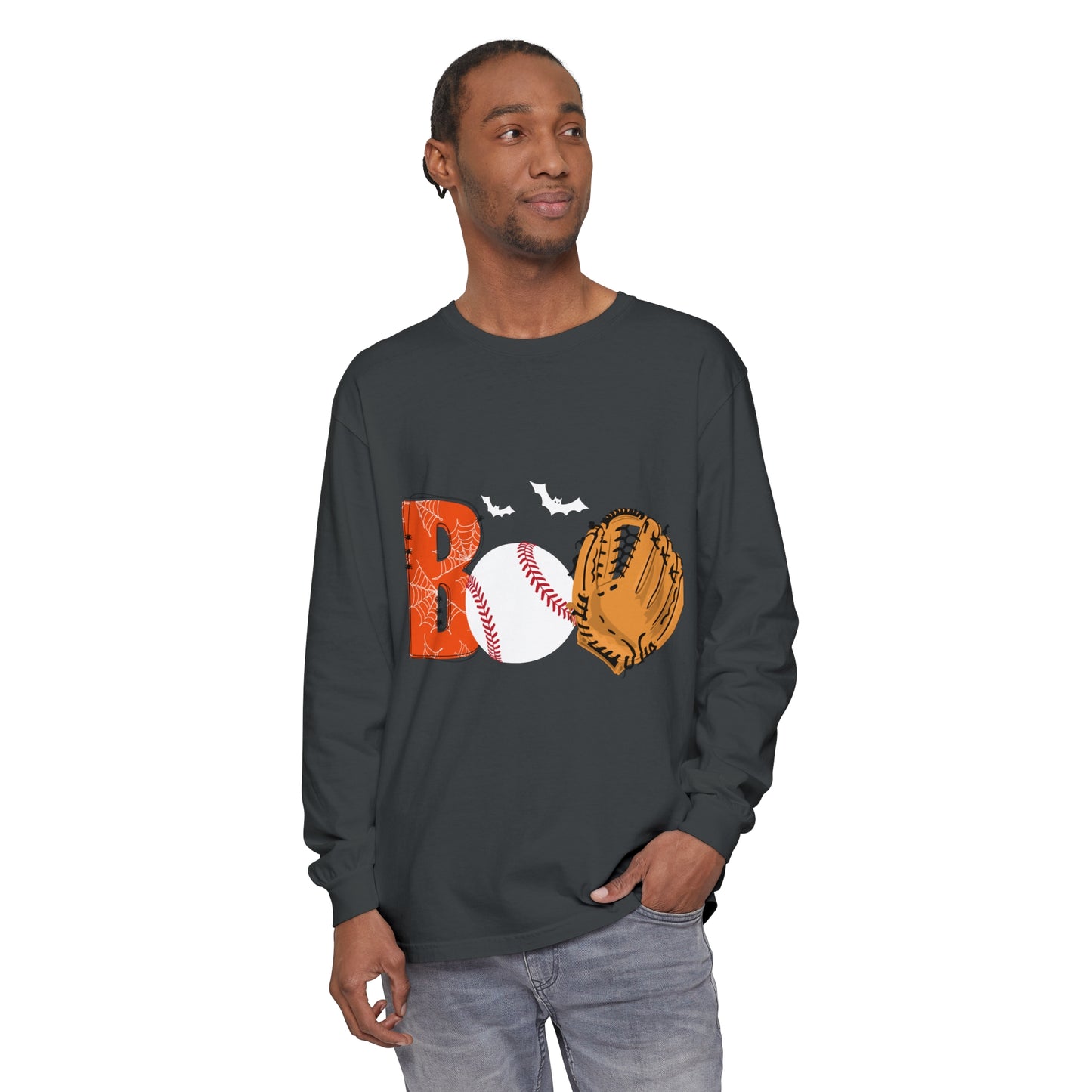 Boo Baseball Unisex Garment-dyed Long Sleeve T-Shirt