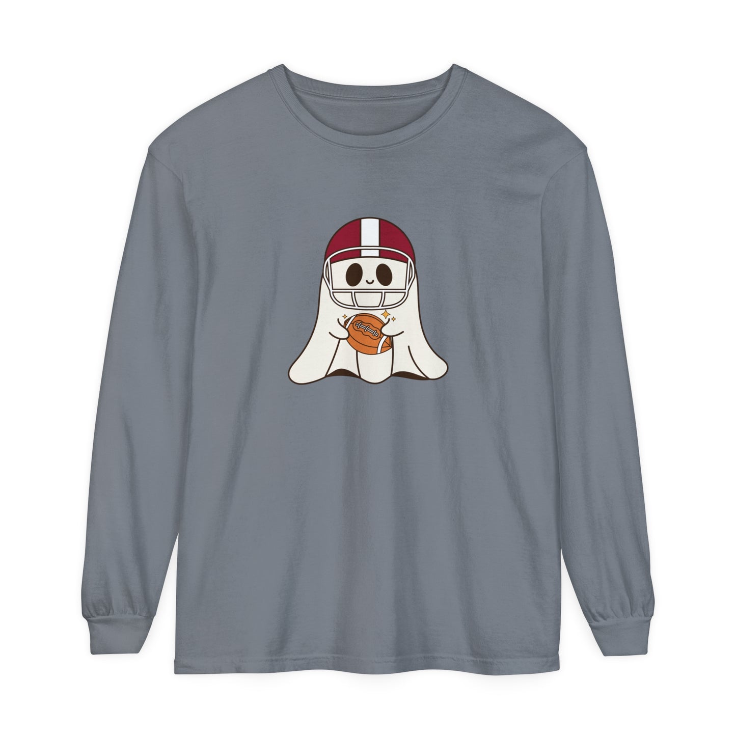 Football Ghost Unisex Garment-dyed Long Sleeve T-Shirt