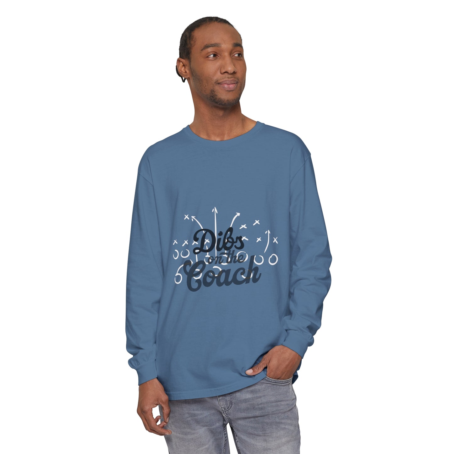 Dibs on the Coach Play Unisex Garment-dyed Long Sleeve T-Shirt