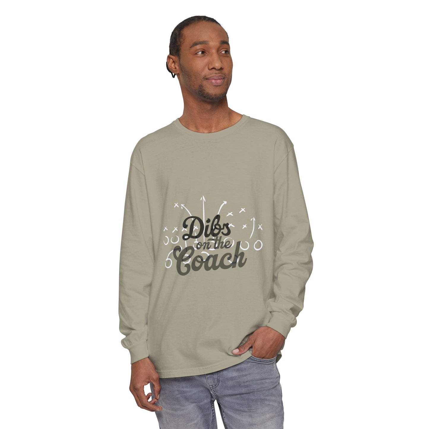 Dibs on the Coach Play Unisex Garment-dyed Long Sleeve T-Shirt