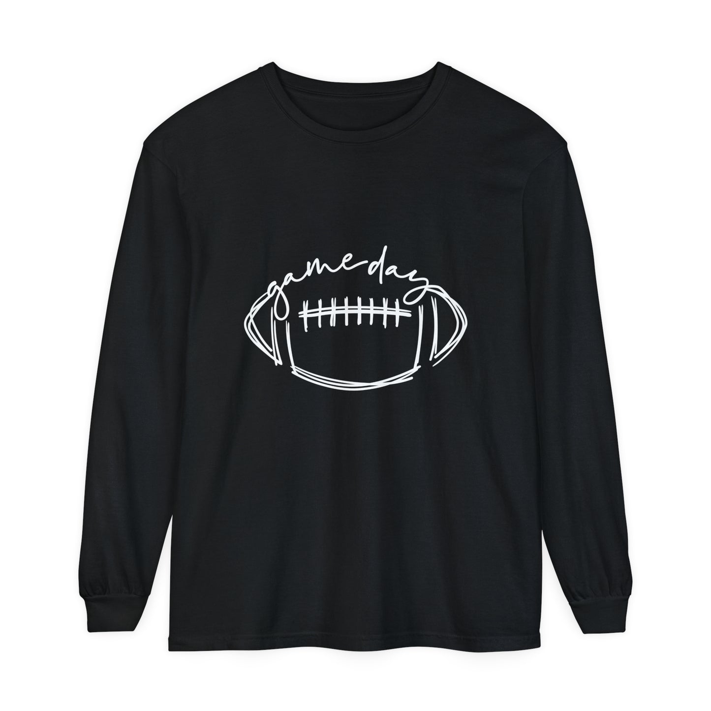 Game Day Football White Unisex Garment-dyed Long Sleeve T-Shirt