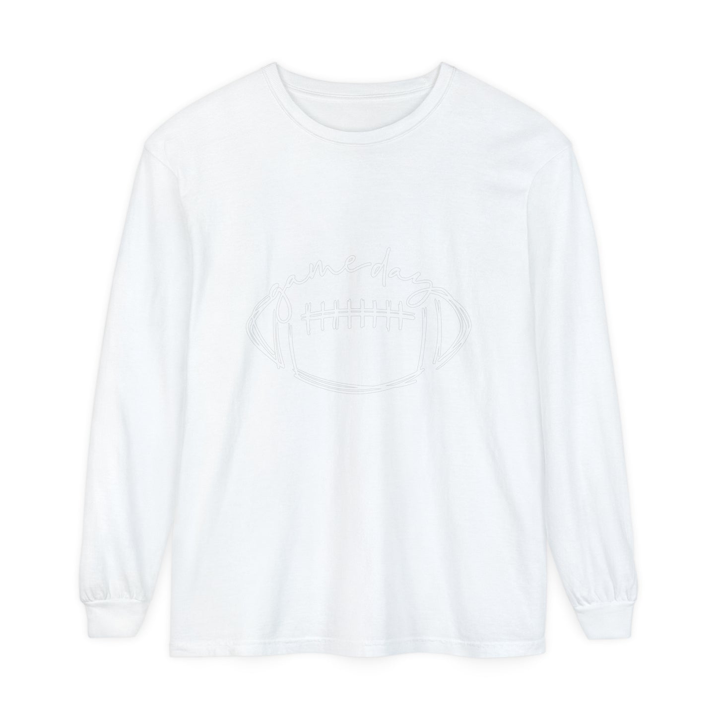 Game Day Football White Unisex Garment-dyed Long Sleeve T-Shirt