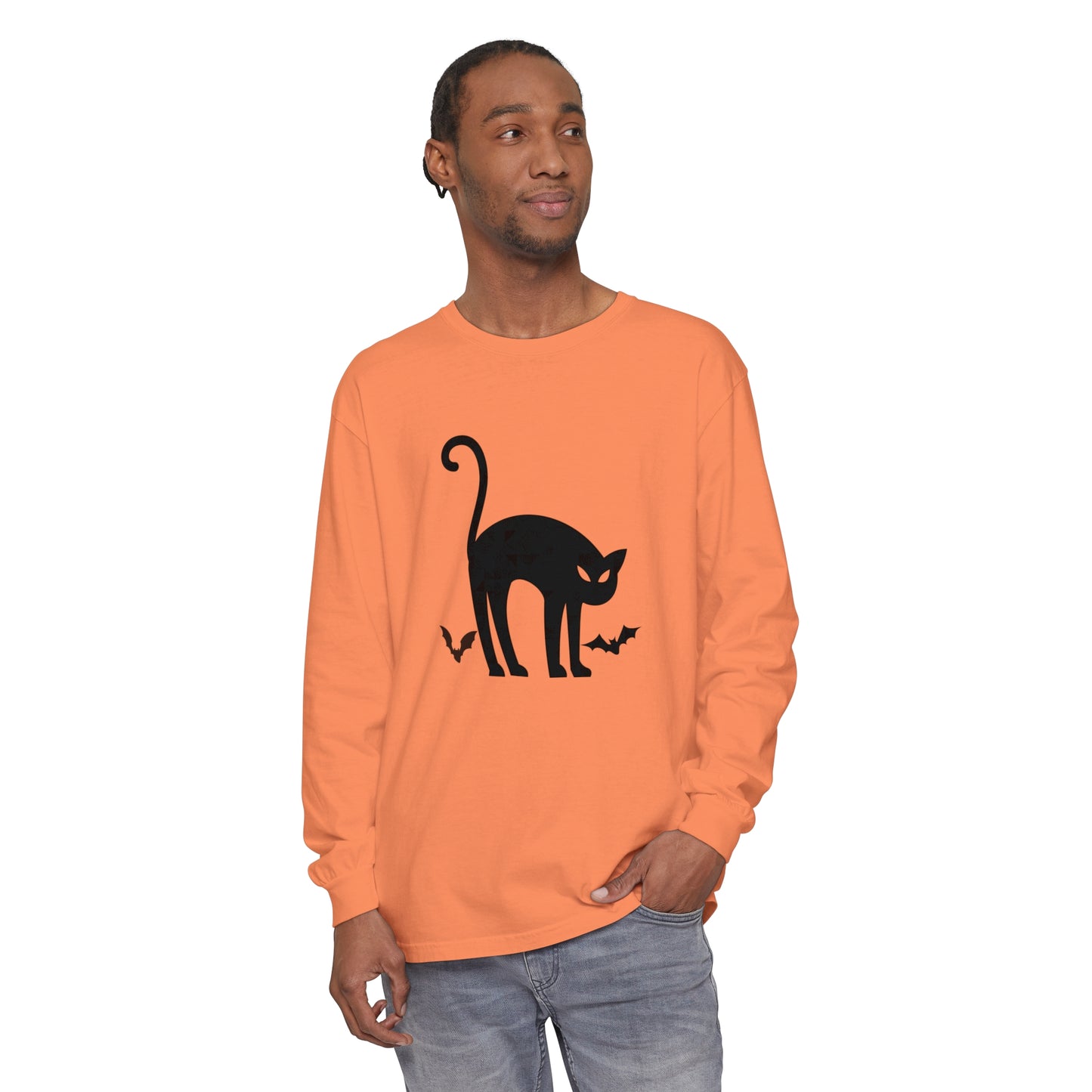 Bats and Cats Unisex Garment-dyed Long Sleeve T-Shirt