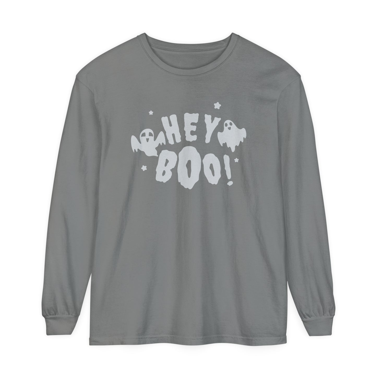 Hey Boo Unisex Garment-dyed Long Sleeve T-Shirt