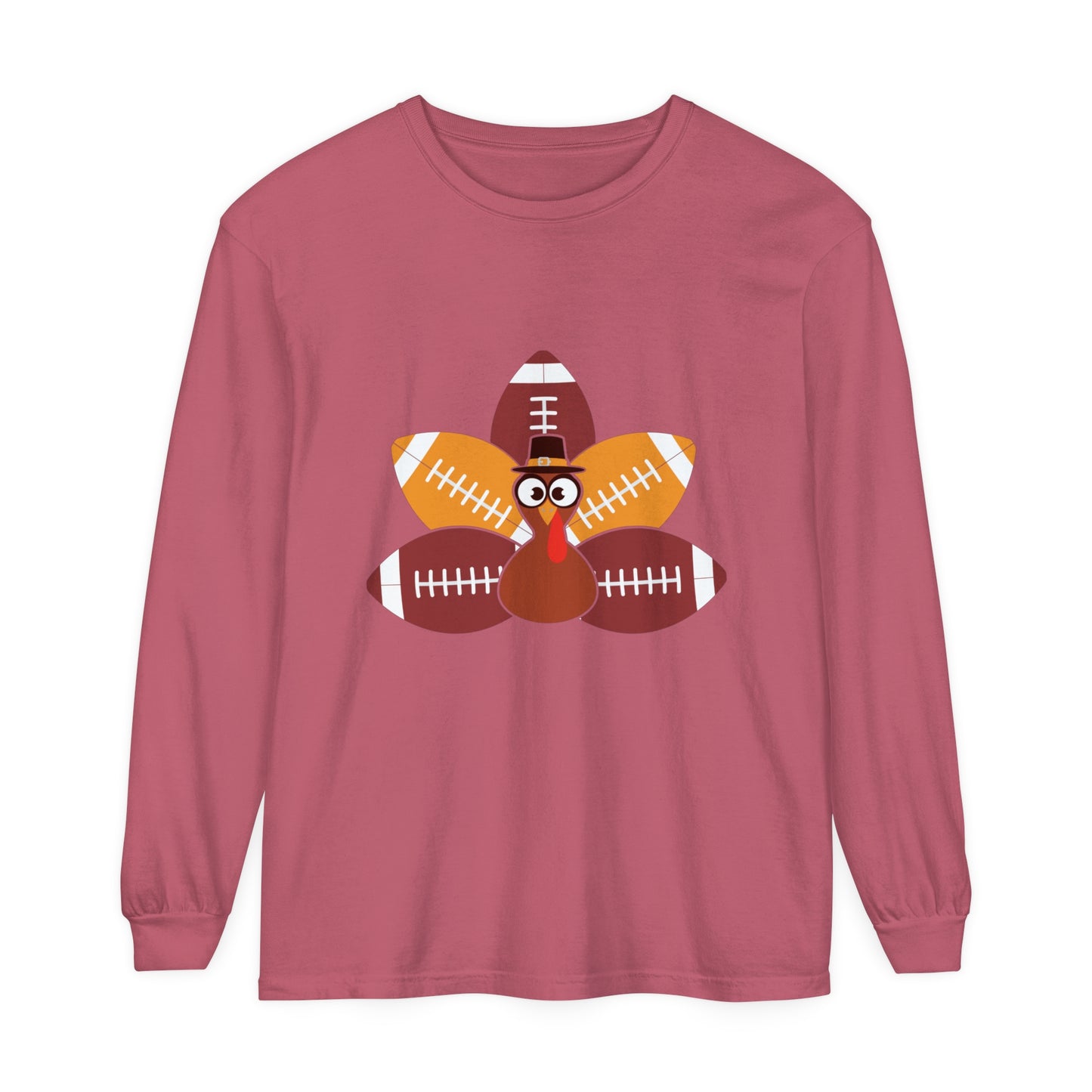 Turkey Football Tail Unisex Garment-dyed Long Sleeve T-Shirt