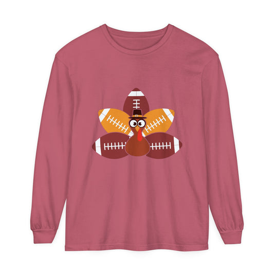 Turkey Football Tail Unisex Garment-dyed Long Sleeve T-Shirt