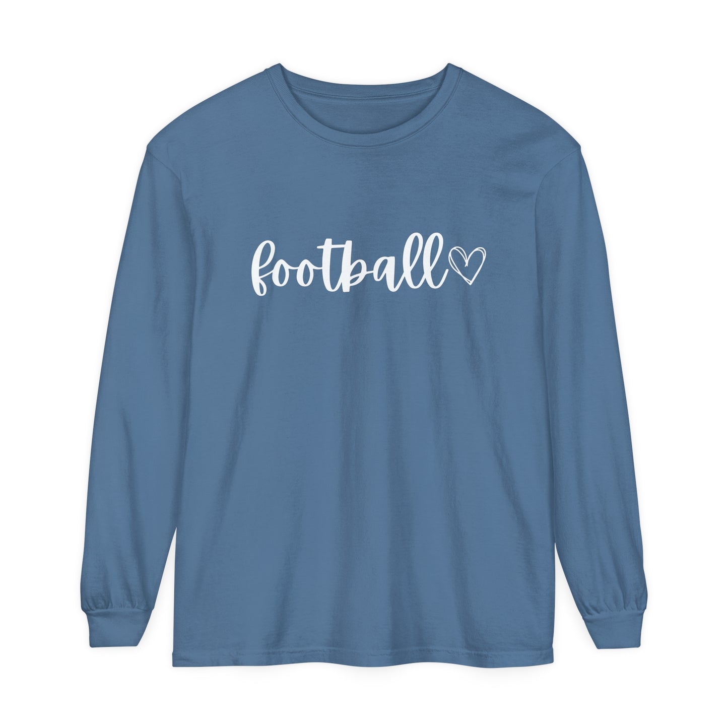 Football heart Unisex Garment-dyed Long Sleeve T-Shirt