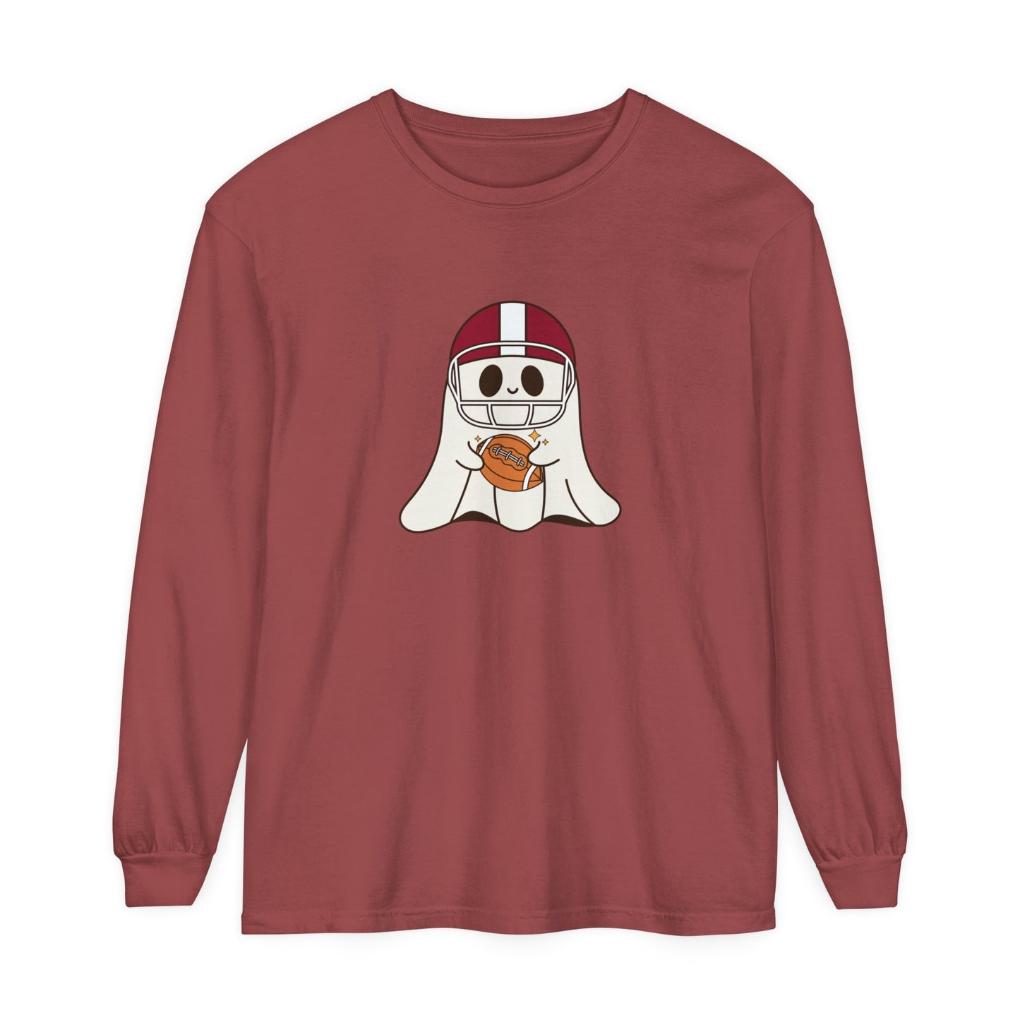 Football Ghost Unisex Garment-dyed Long Sleeve T-Shirt