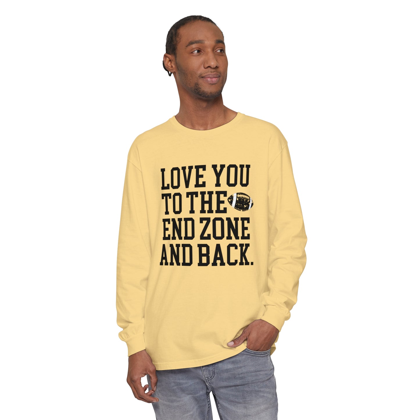 Love you to the End Zone Unisex Garment-dyed Long Sleeve T-Shirt