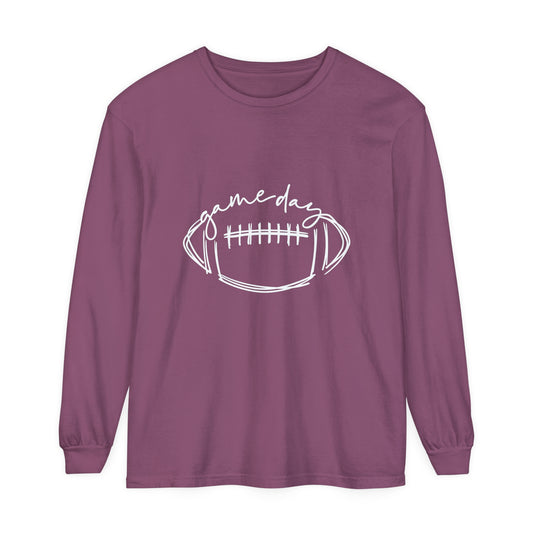 Game Day Football White Unisex Garment-dyed Long Sleeve T-Shirt