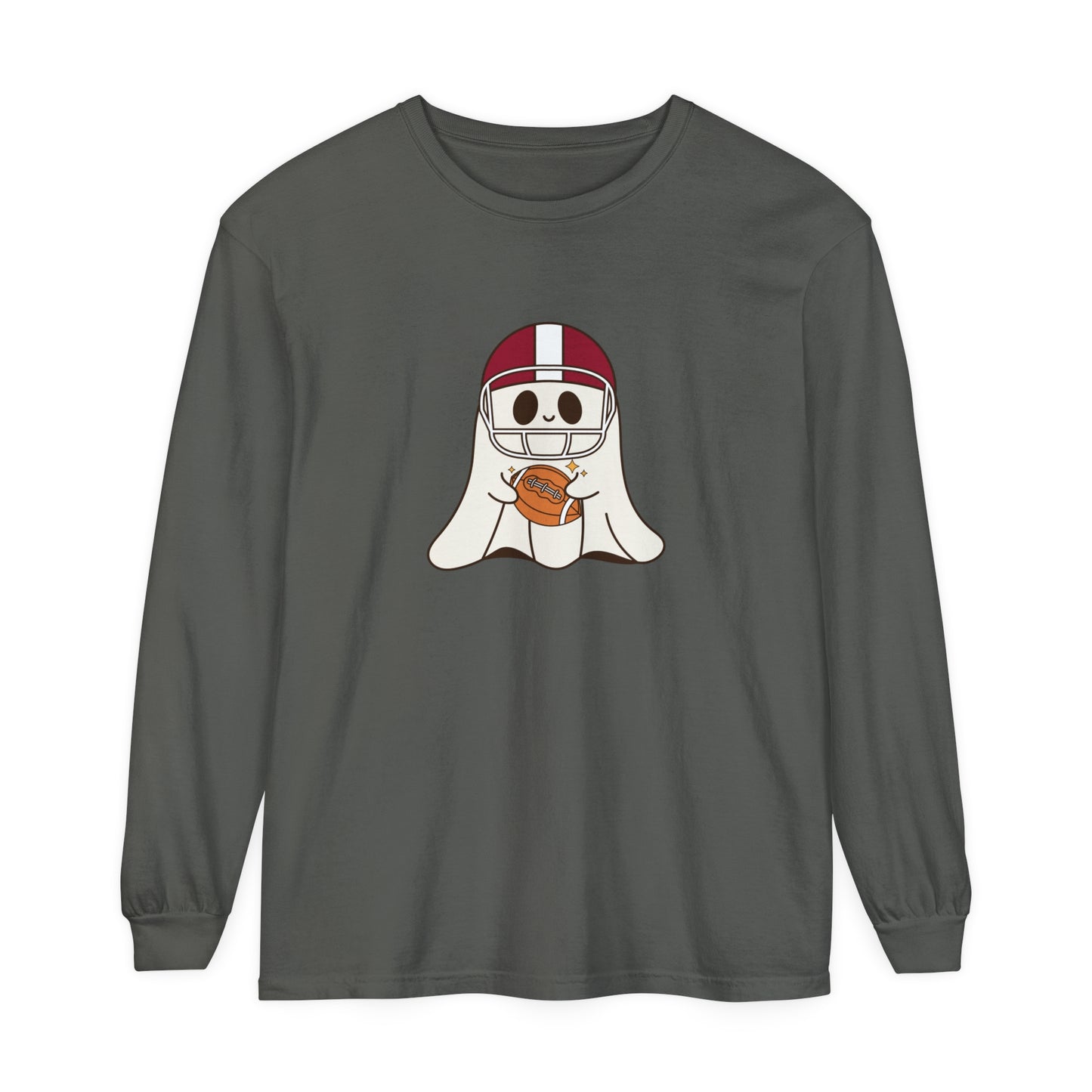 Football Ghost Unisex Garment-dyed Long Sleeve T-Shirt