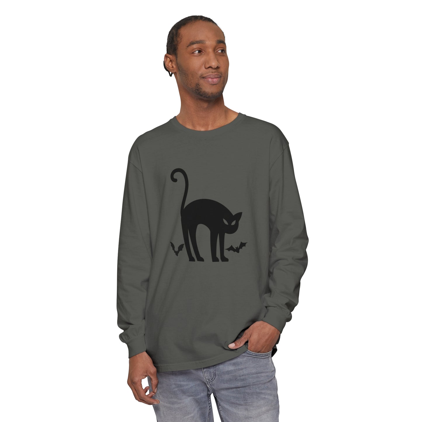 Bats and Cats Unisex Garment-dyed Long Sleeve T-Shirt