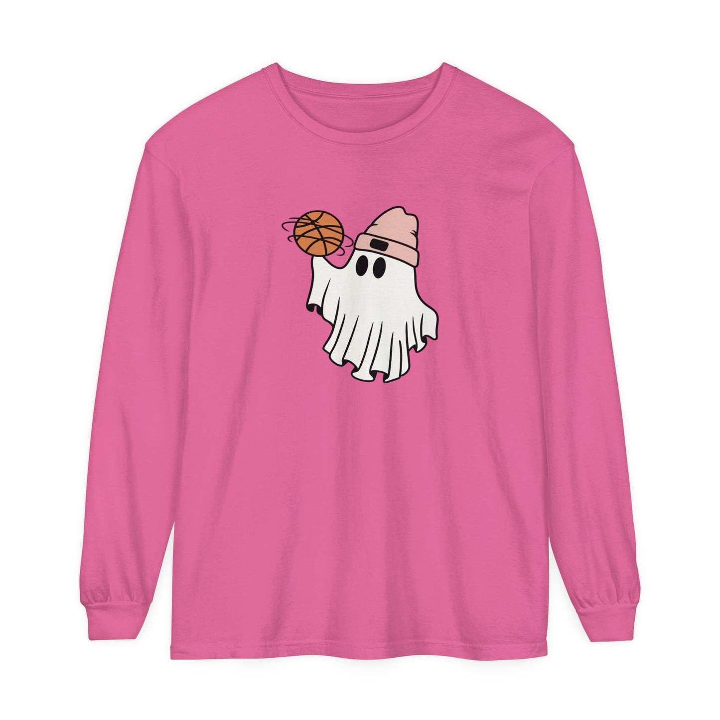 Basketball Ghost Unisex Garment-dyed Long Sleeve T-Shirt