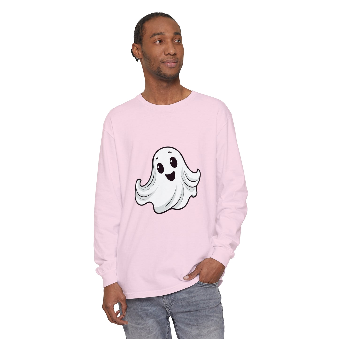 Cute Ghost Unisex Garment-dyed Long Sleeve T-Shirt