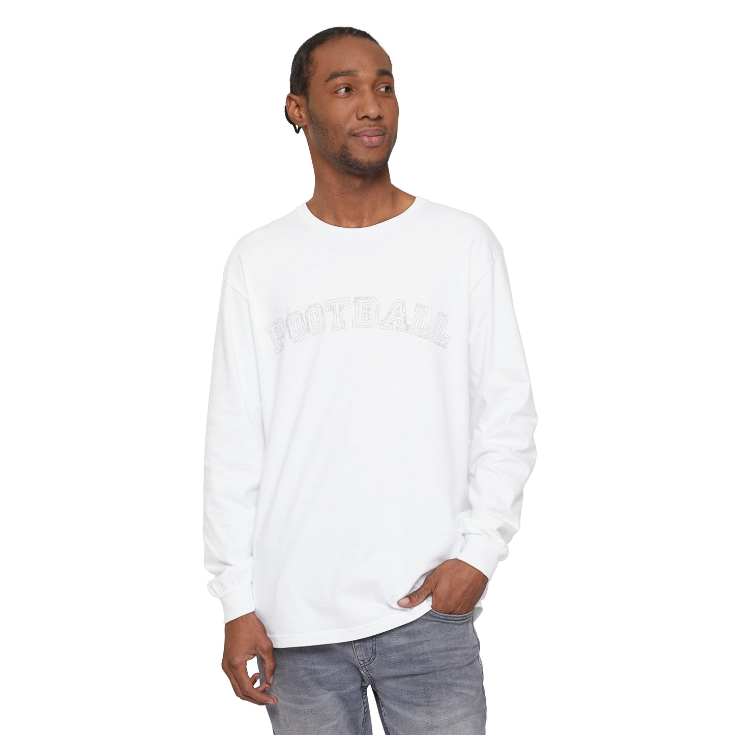 Football Curved Unisex Garment-dyed Long Sleeve T-Shirt