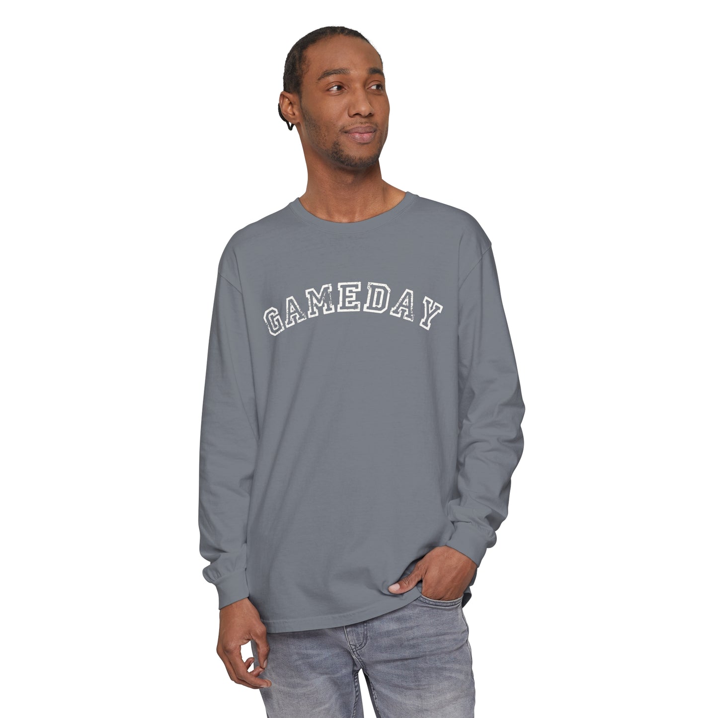 Game Day Curved Block Unisex Garment-dyed Long Sleeve T-Shirt