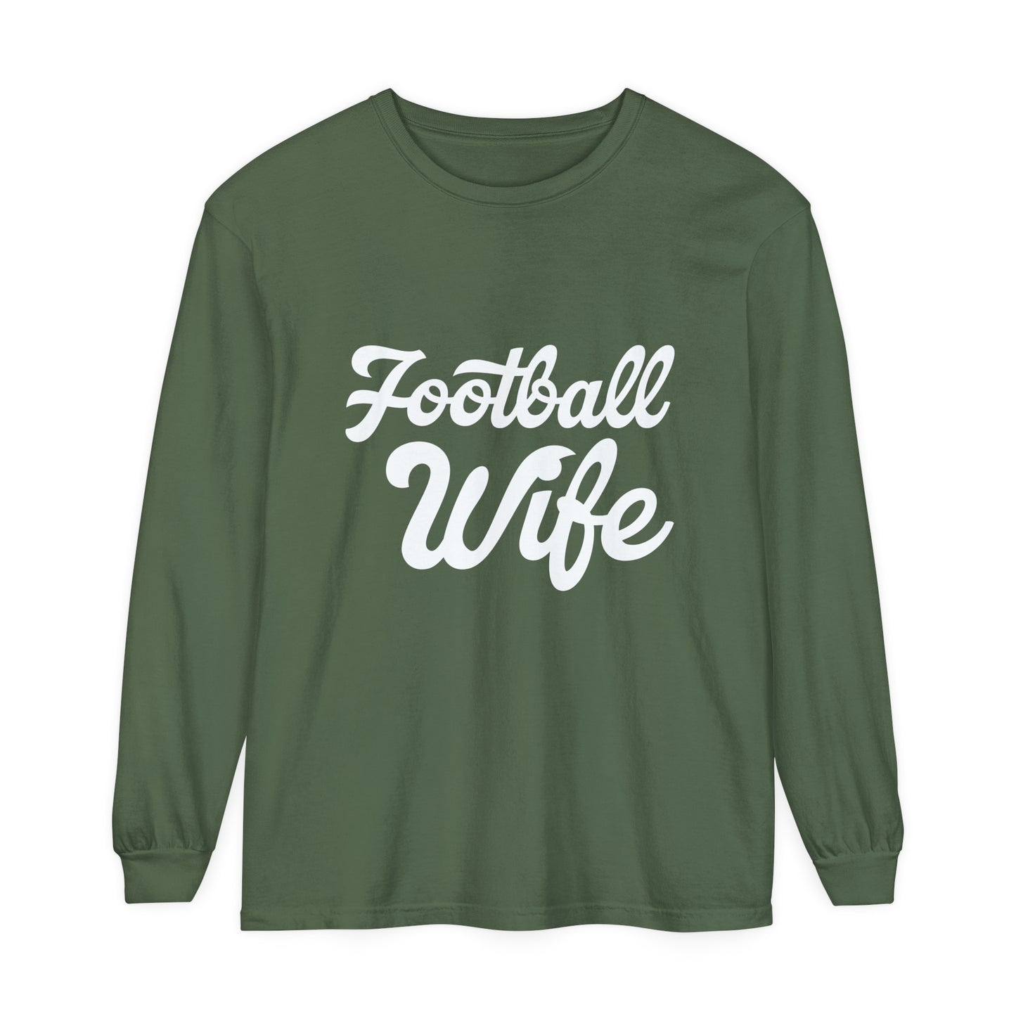 Football Wife White Unisex Garment-dyed Long Sleeve T-Shirt