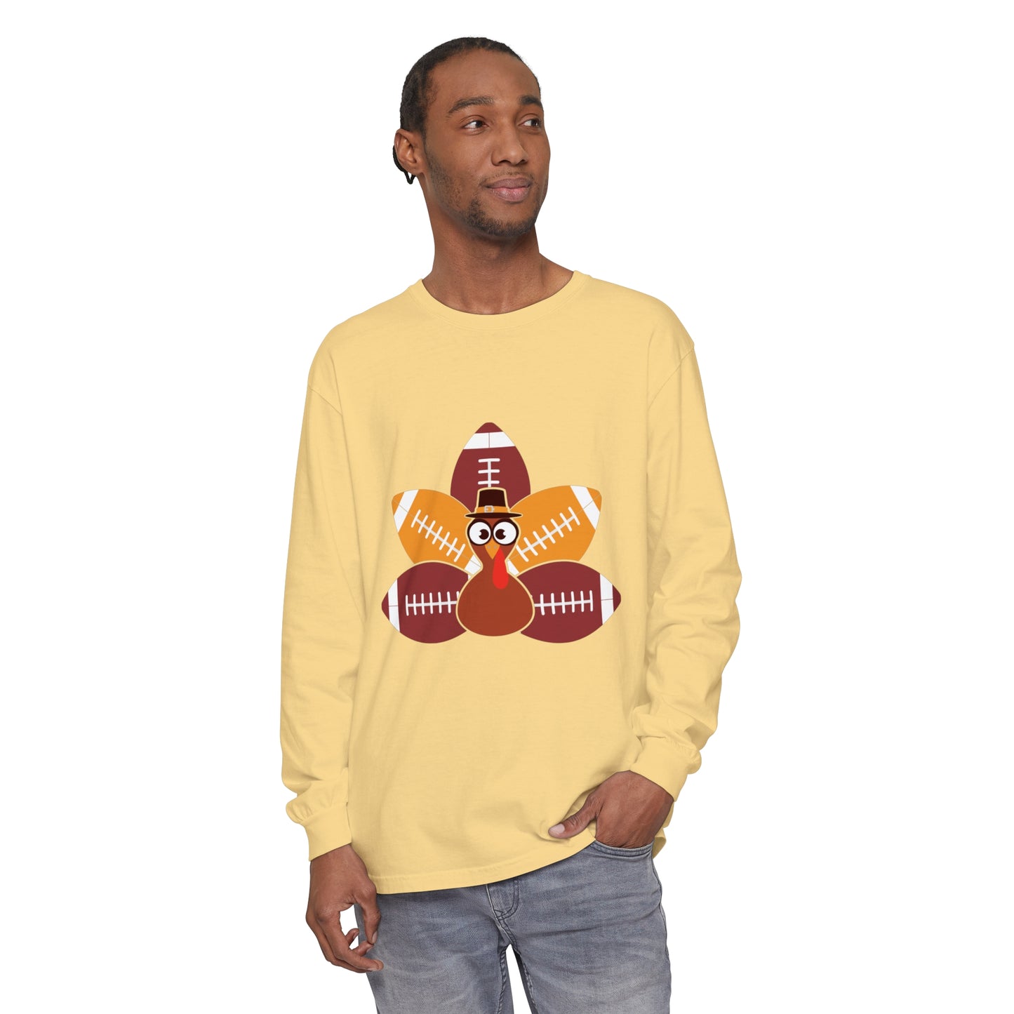 Turkey Football Tail Unisex Garment-dyed Long Sleeve T-Shirt