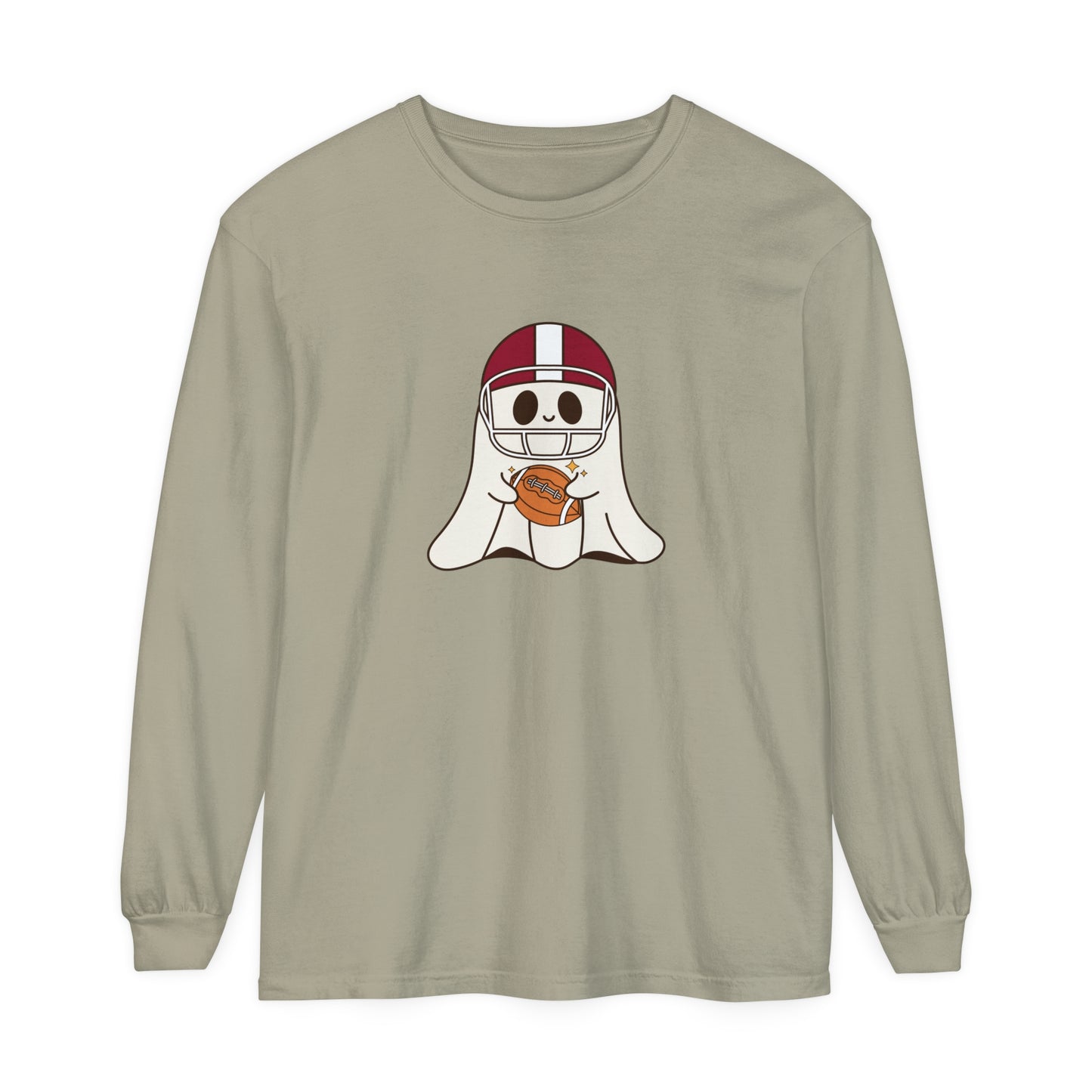 Football Ghost Unisex Garment-dyed Long Sleeve T-Shirt