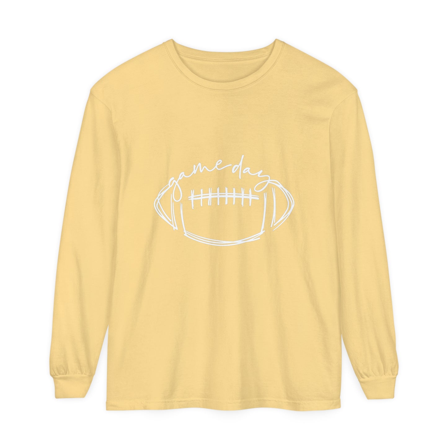 Game Day Football White Unisex Garment-dyed Long Sleeve T-Shirt