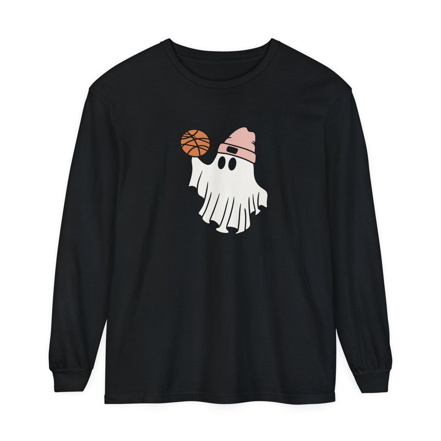 Basketball Ghost Unisex Garment-dyed Long Sleeve T-Shirt