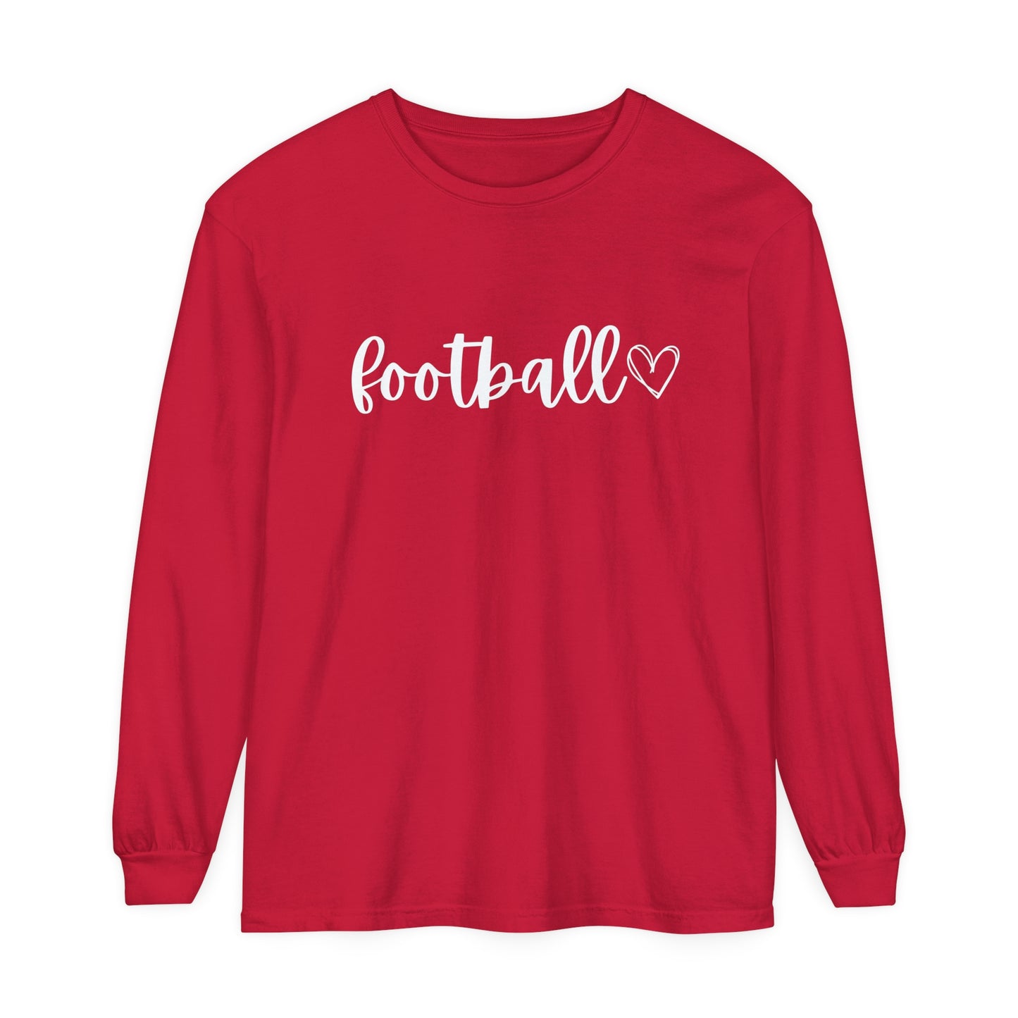 Football heart Unisex Garment-dyed Long Sleeve T-Shirt