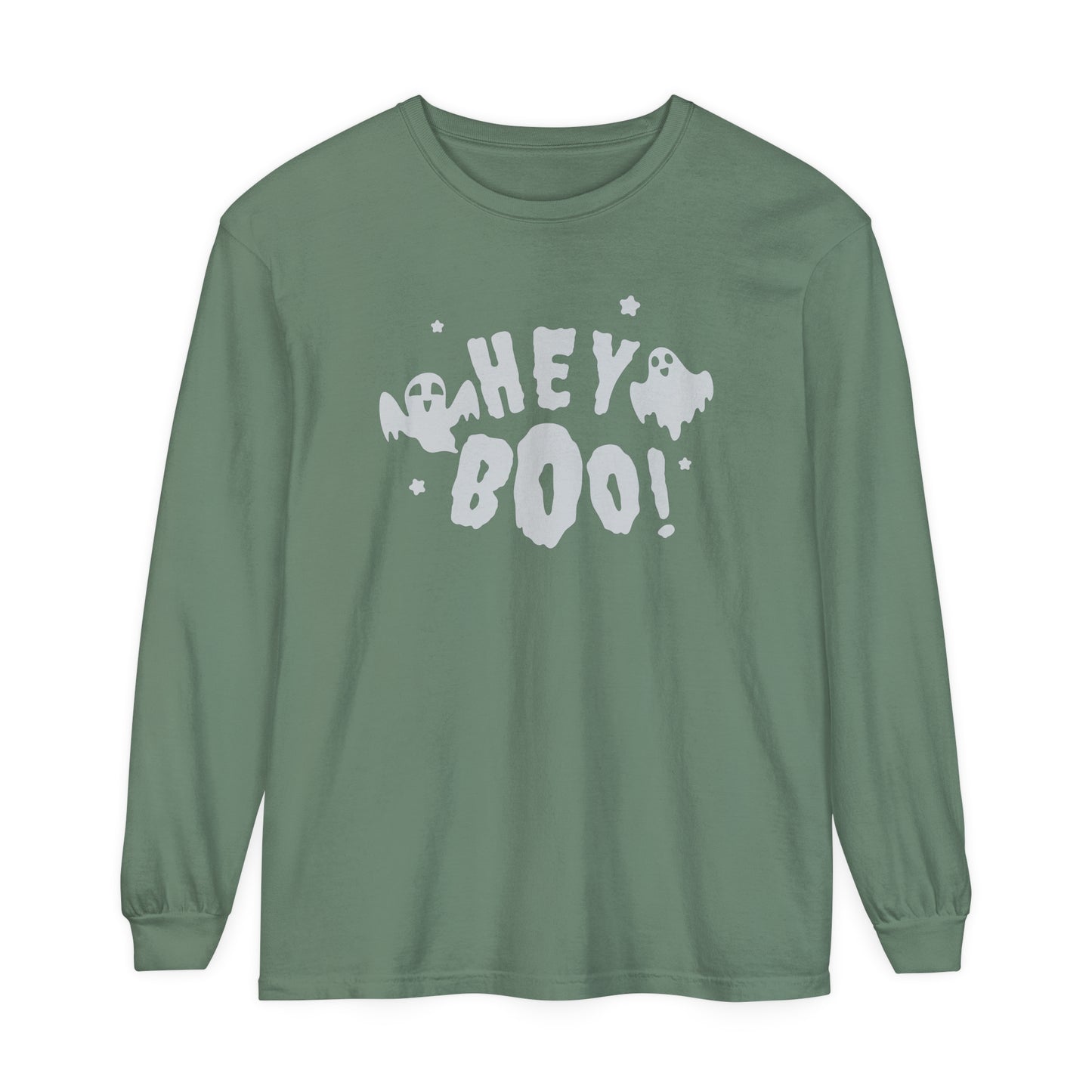 Hey Boo Unisex Garment-dyed Long Sleeve T-Shirt