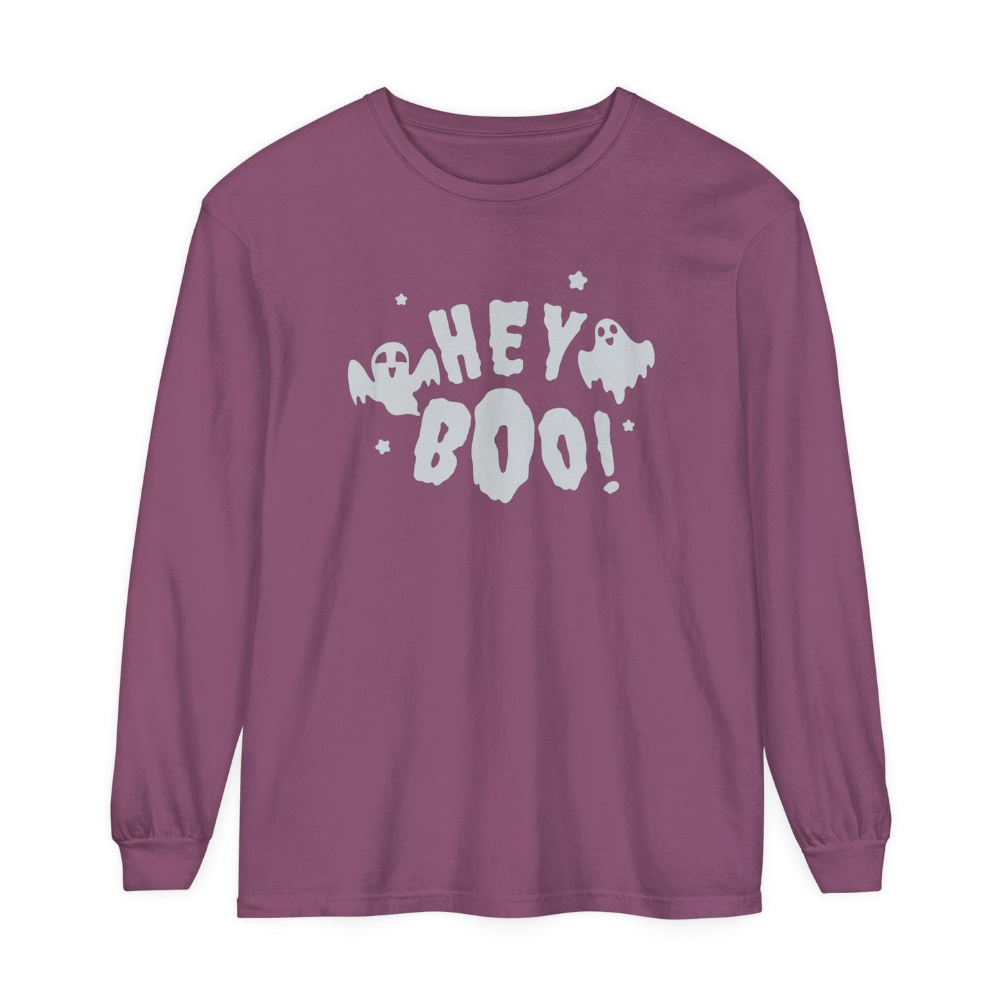 Hey Boo Unisex Garment-dyed Long Sleeve T-Shirt