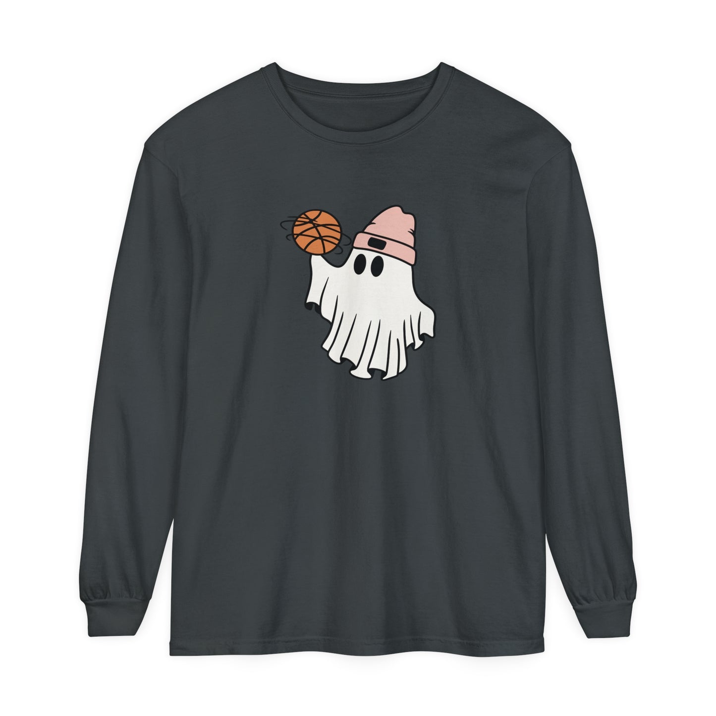 Basketball Ghost Unisex Garment-dyed Long Sleeve T-Shirt
