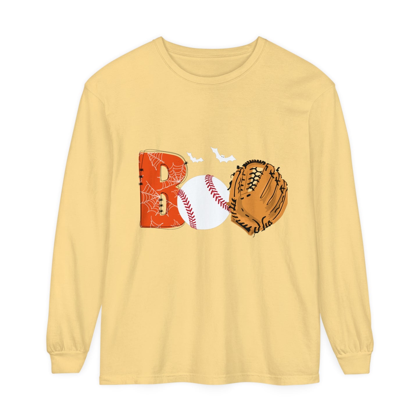 Boo Baseball Unisex Garment-dyed Long Sleeve T-Shirt