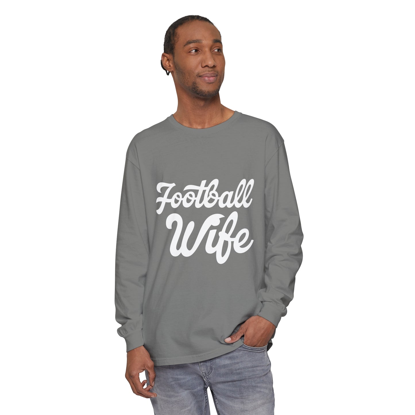 Football Wife White Unisex Garment-dyed Long Sleeve T-Shirt