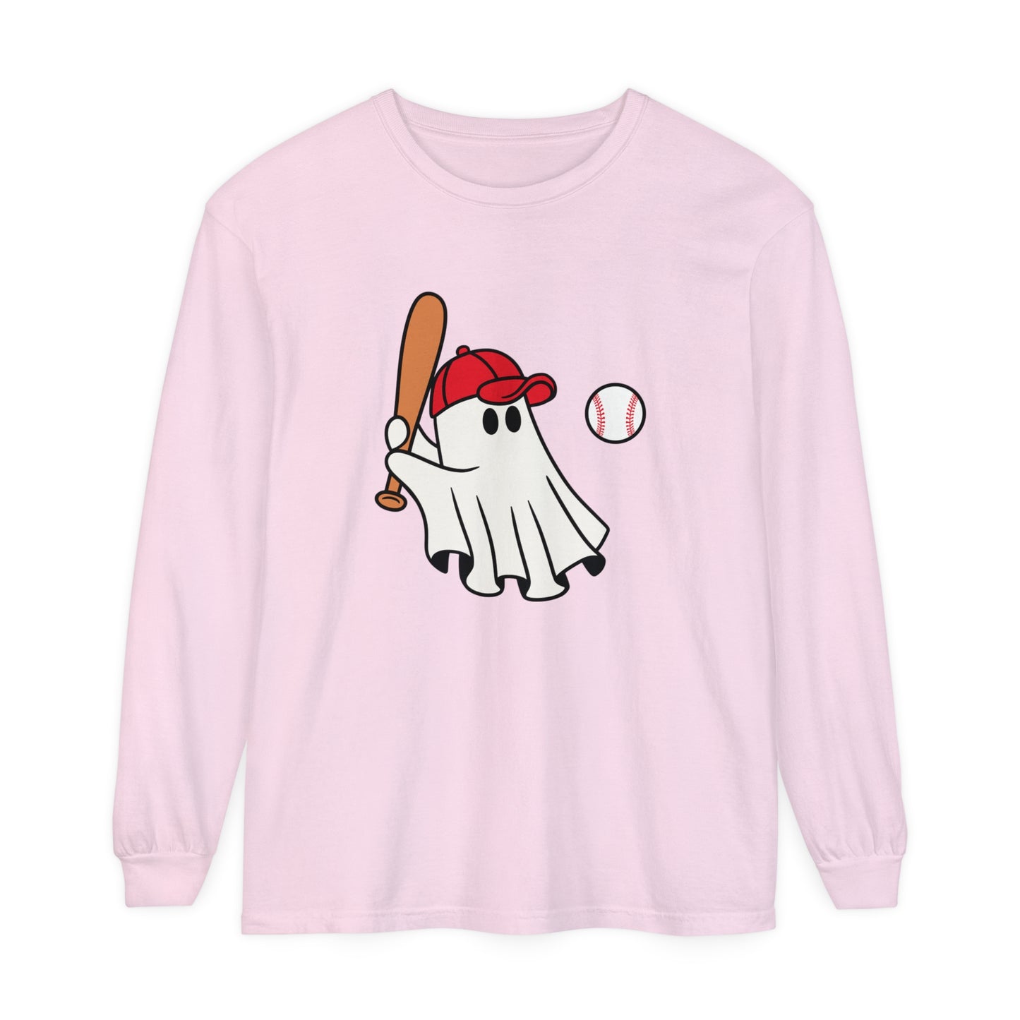 Baseball Ghost Unisex Garment-dyed Long Sleeve T-Shirt