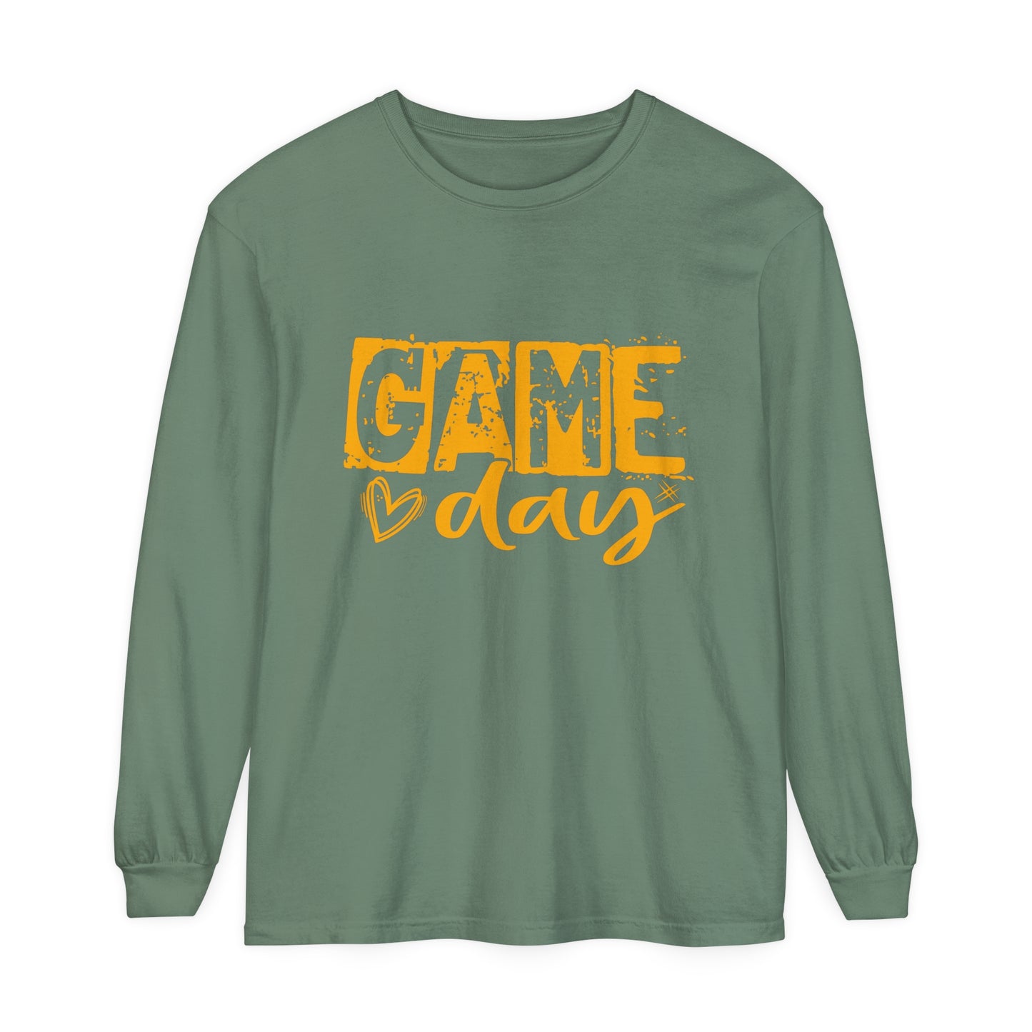 Game Day Grunge Yellow Unisex Garment-dyed Long Sleeve T-Shirt