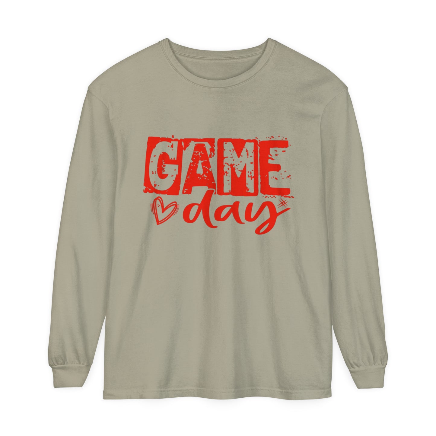 Game Day Grunge Red Unisex Garment-dyed Long Sleeve T-Shirt