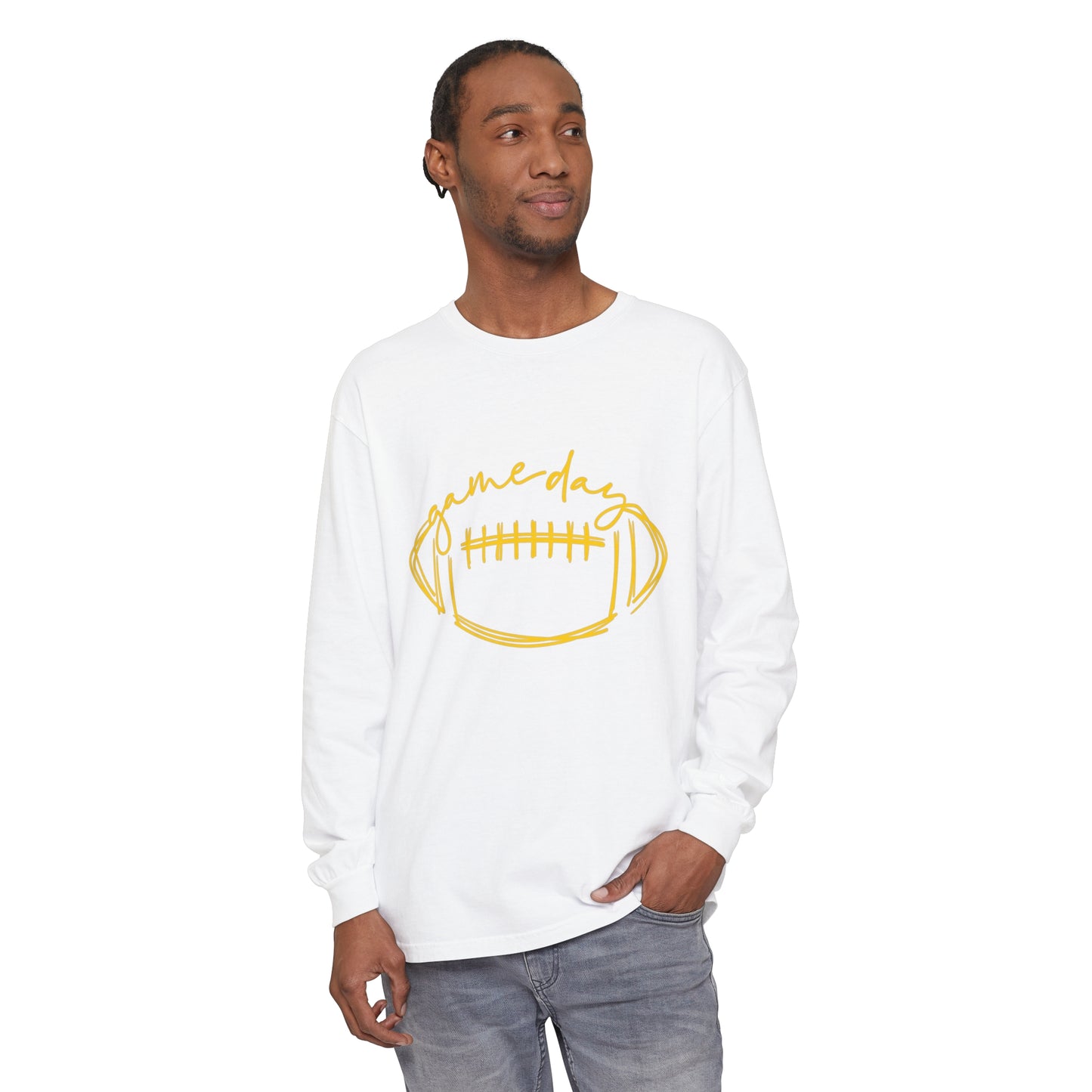 Game Day Football Yellow Unisex Garment-dyed Long Sleeve T-Shirt